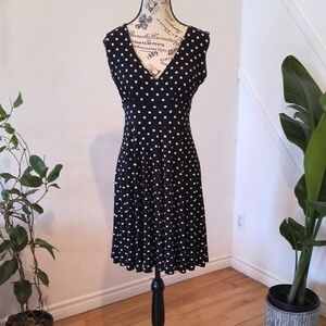 Barbeau Black Polka Dot Midi Dress. Great Condition. Size Large.